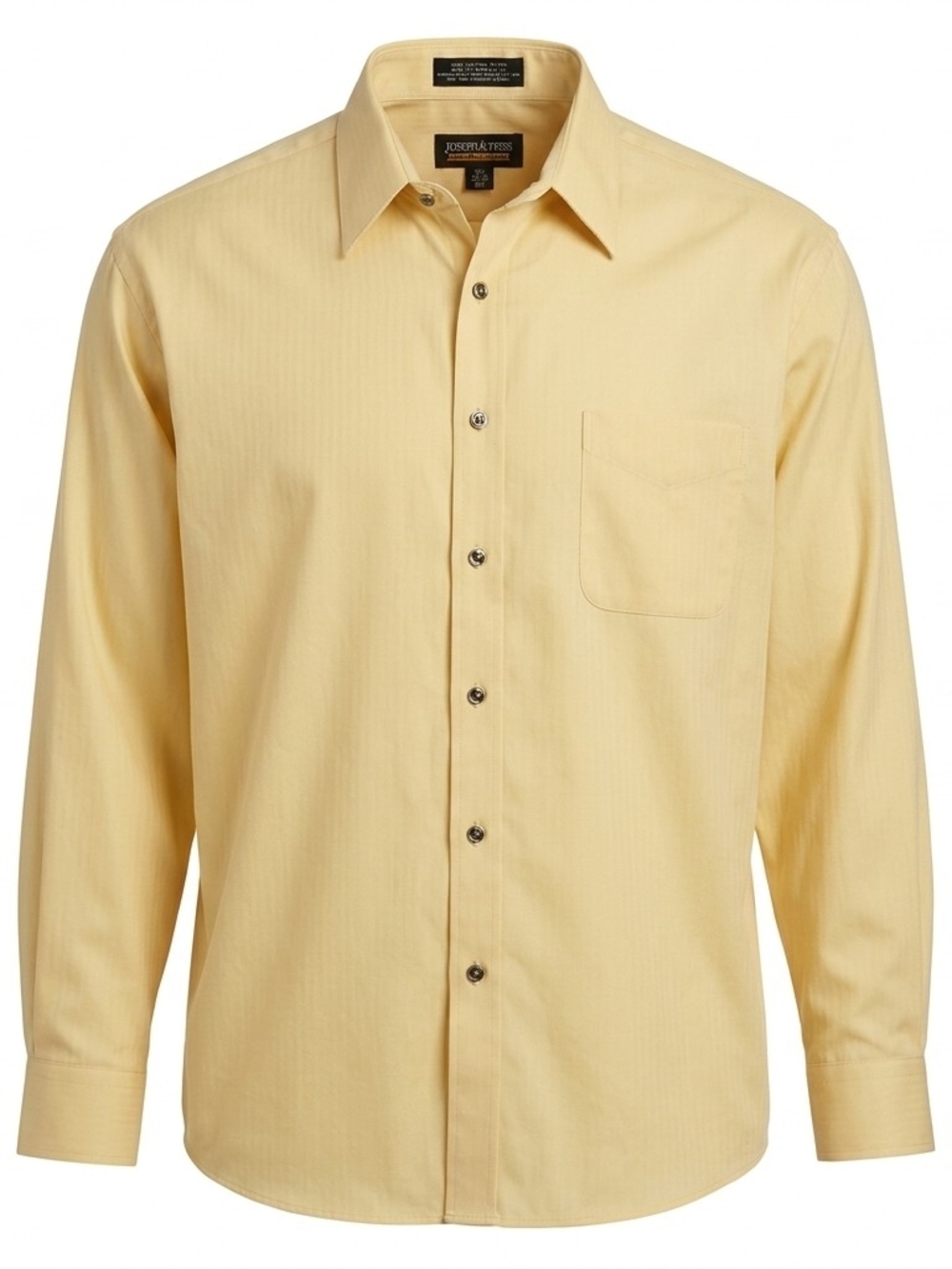 Classic Joseph & Feiss Light Yellow Herringbone Dress Shirt - 18 1/2 34/35